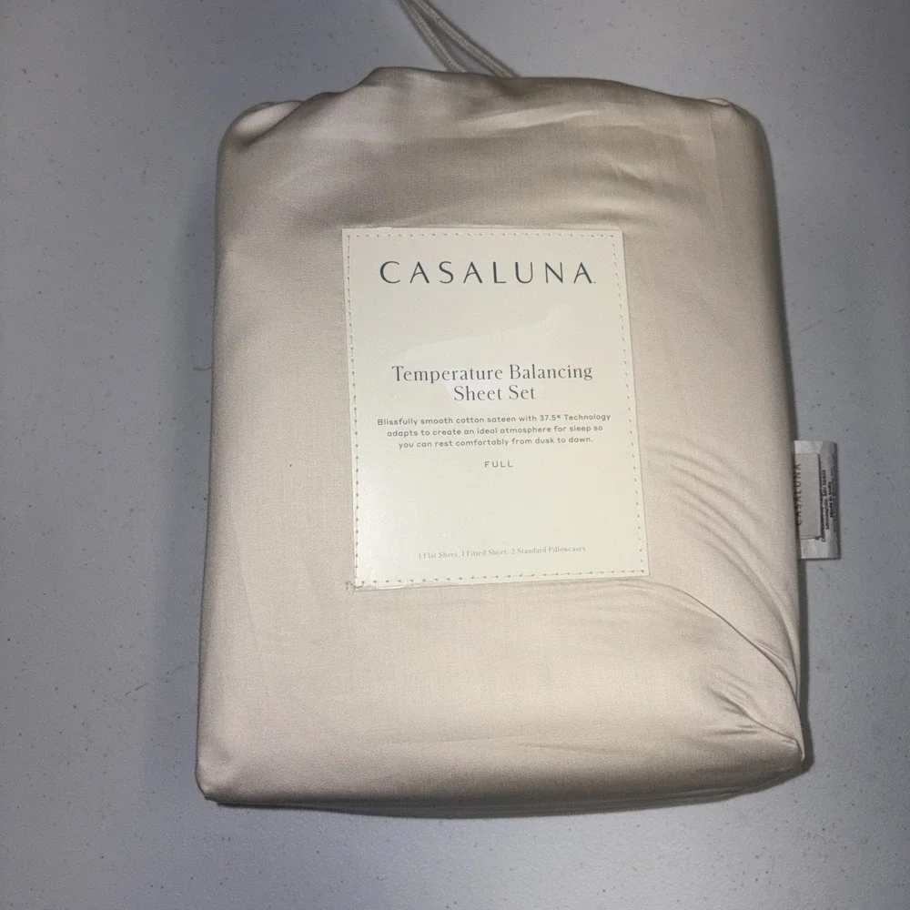 Casaluna Temperature Balancing Sheet Set White Cotton 300 Ct Full